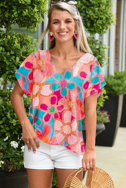 Floral Embroidered Flutter Sleeve Tank Top