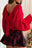 Fiery Red Festive Bow Backless Bubble Sleeve Sweater