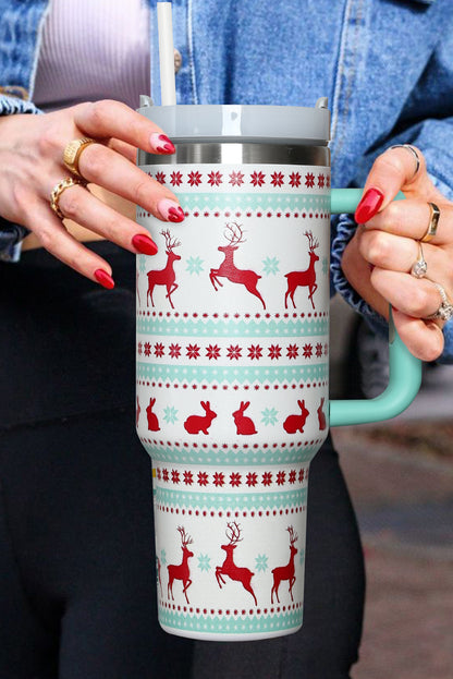 Blue Christmas Pattern Print Stainless Steel Tumblers