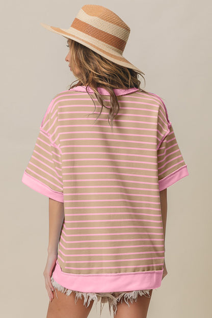 BiBi Exposed Seam Stripe Contrast T-Shirt