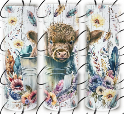 PREORDER: Boho Bucket Highland Cow Skinny Tumbler