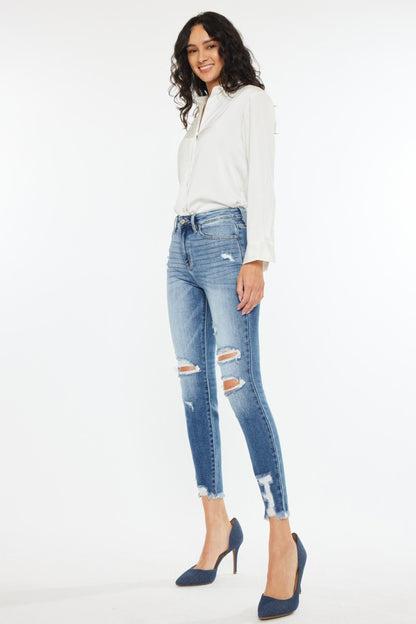 Kancan High Rise Frayed Ankle Skinny Jeans