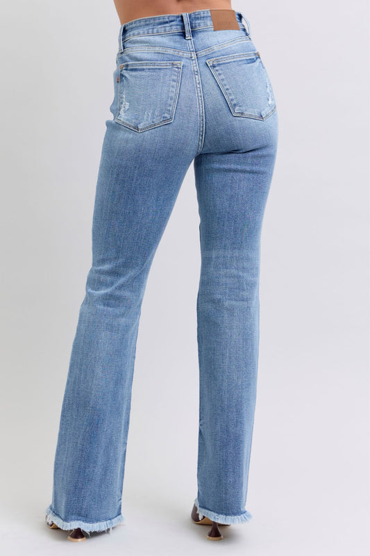 Judy Blue Full Size Raw Hem High Rise Bootcut Jeans