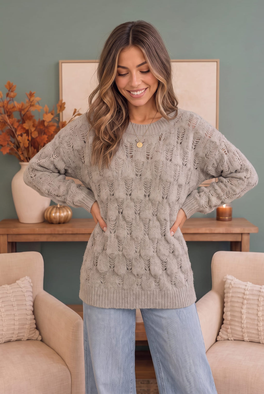Family Dinner Pointelle Oversized Sweater