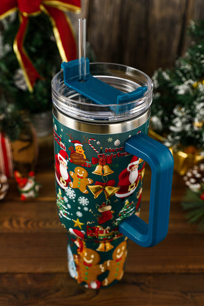 Blue Christmas Pattern Print Stainless Steel Tumblers