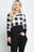 Plaid Solid Contrast Long Sleeve Turtle Neck Top