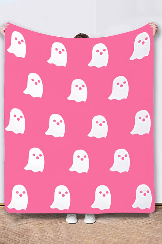 Dark Pink 130*150cm Halloween Ghost Flannel Blanket