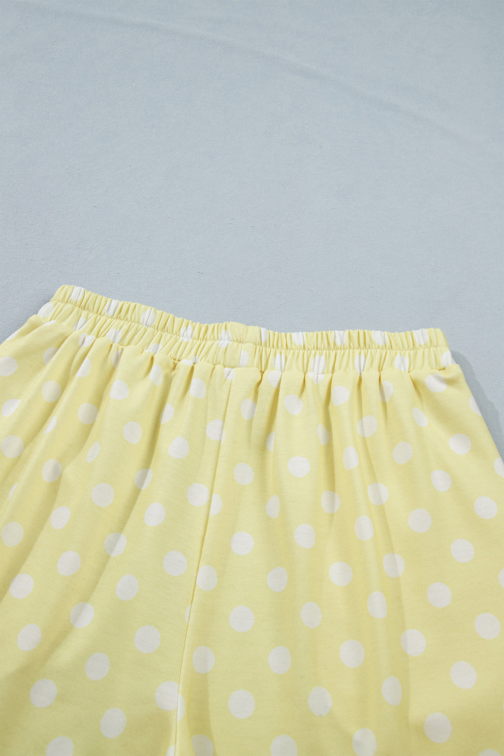 Green Polka Dot Print Color Block Trim Mock Neck Short Set