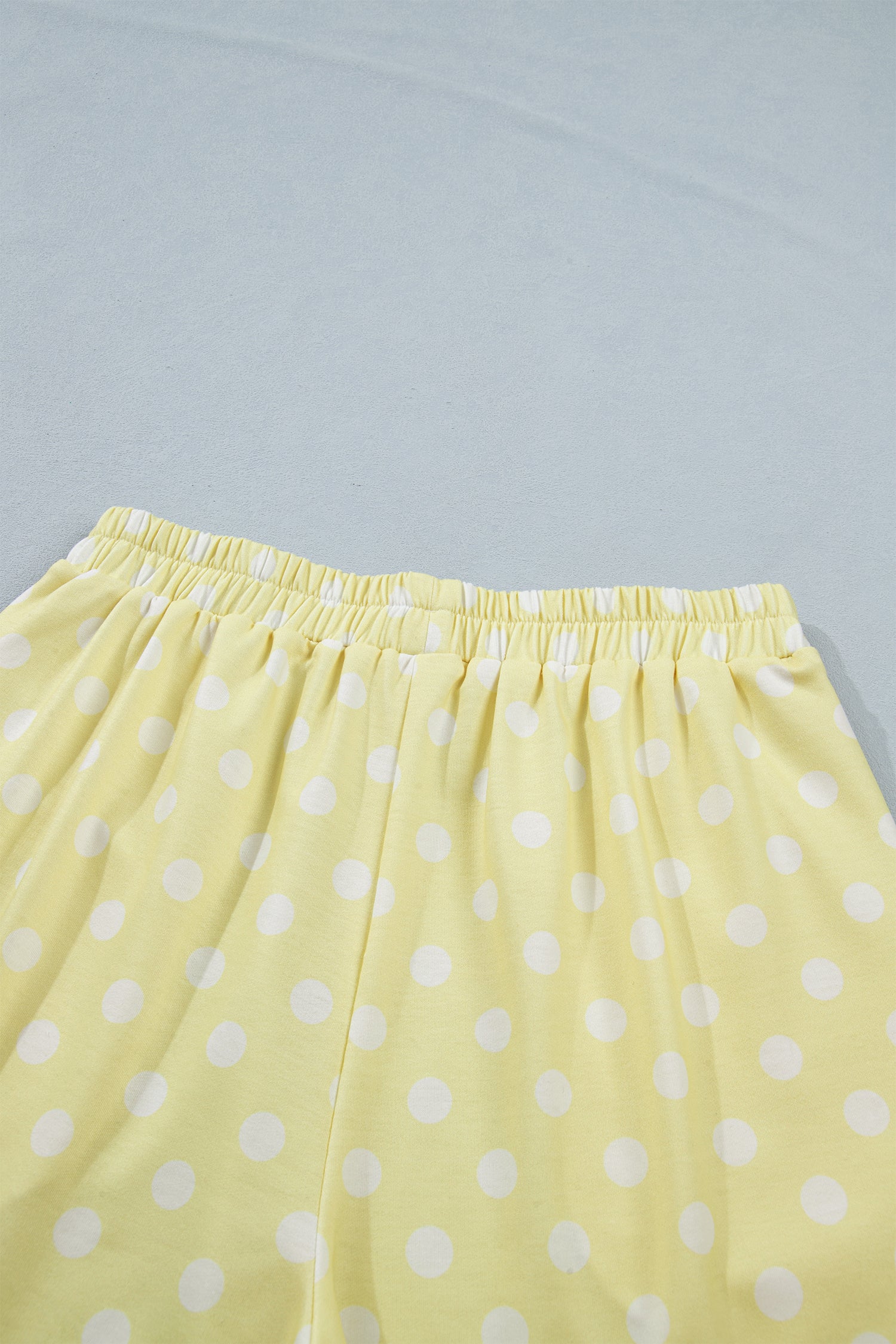 Green Polka Dot Print Color Block Trim Mock Neck Short Set