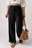 Black Casual Drawstring Shirred Elastic Waist Wide Leg Pants