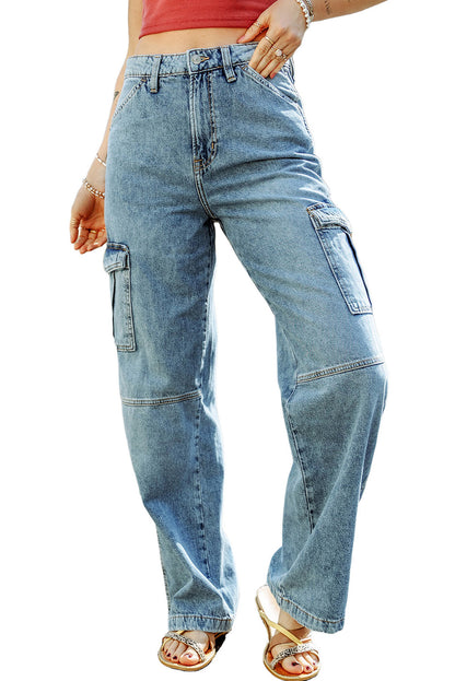 Cool Cargo Style Wide Leg Jeans