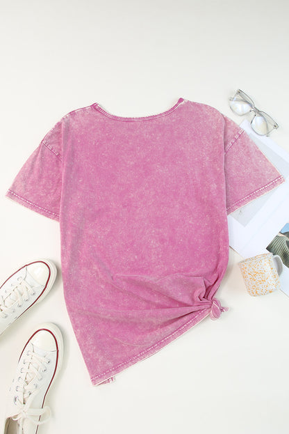 Pink Vintage Star Printed Mineral Wash Tee