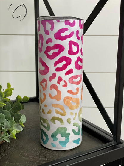 PREORDER: Marbled Ombre Leopard UV Color Changing Skinny Tumbler