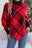 Racing Red Plaid Batwing Sleeve Turtle Neck Sweater