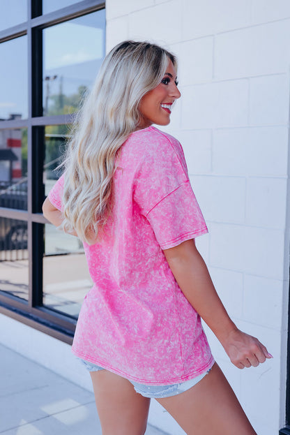 Pink Vintage Star Printed Mineral Wash Tee