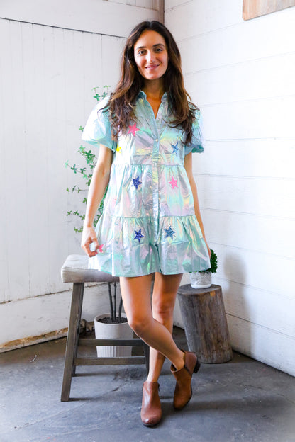 Nova Night Out Tiered Bubble Sleeve T Shirt Dress