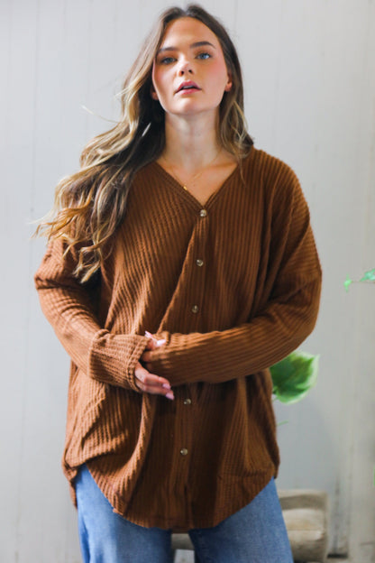 Maple Mornings Mocha Thermal Cardigan