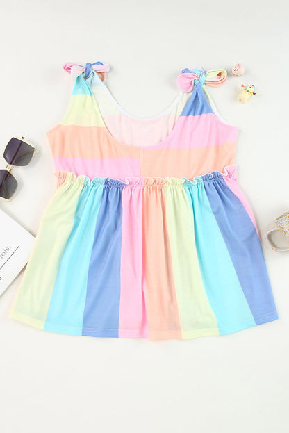 Multicolor Colorblock Pocketed V Neck T-shirt Dress