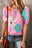 Apricot Colorful Flower Print Bubble Sleeve Tee