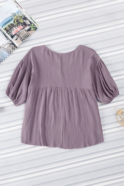 Textured Bubble Sleeves Top