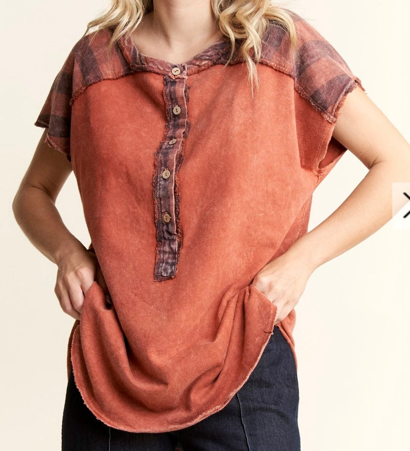 JHER Rust Plaid Tee