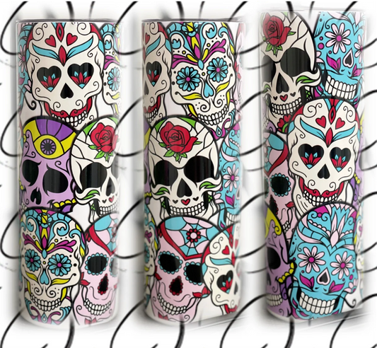 PREORDER: Sugar Skulls UV Color Changing Skinny Tumbler