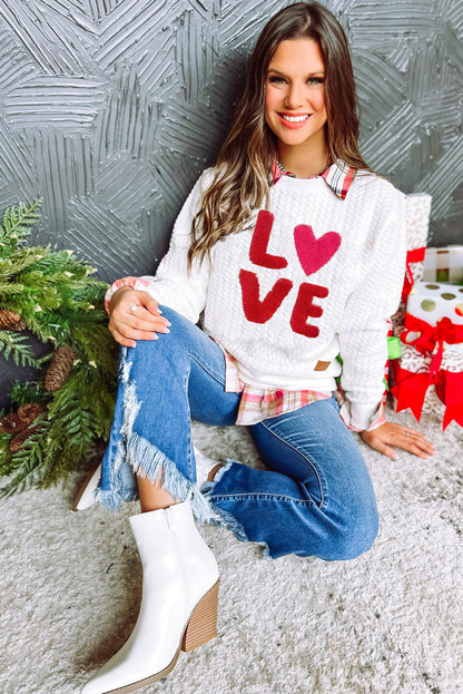 White Merry and Bright Quilted Sweatshirt