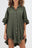 Moss Green Pleated Ruffle Sleeve Oversized Shirt Dress