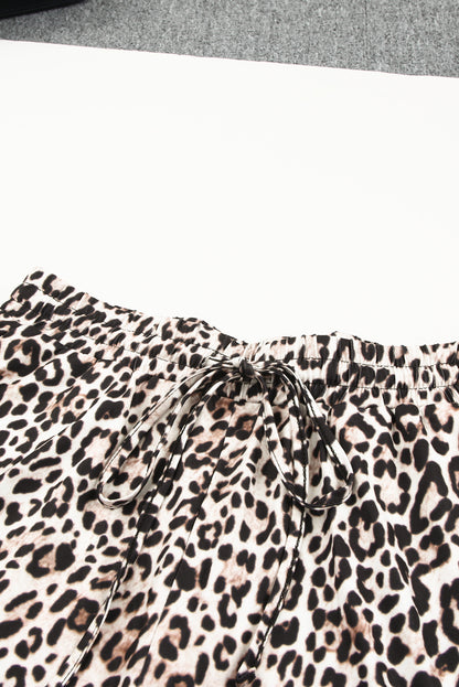 Colorblock Leopard Short Sleeve and Shorts Loungewear