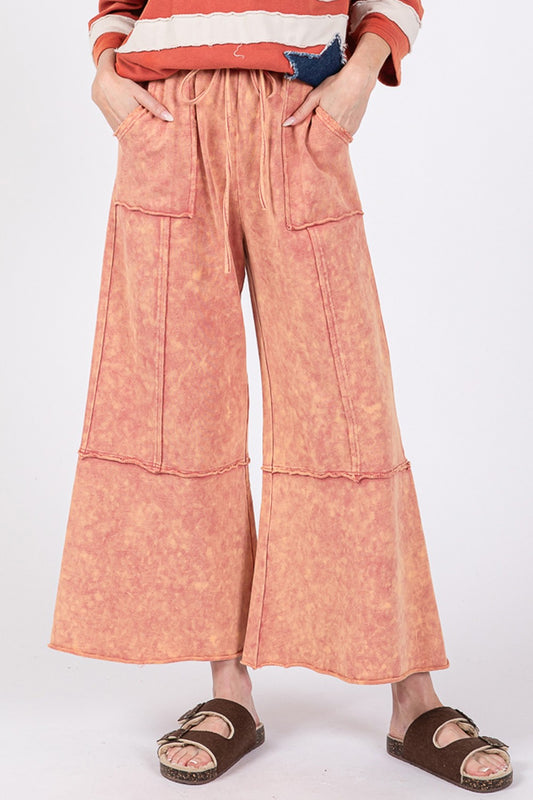 SAGE + FIG Mineral Washed Terry Wide Leg Pants