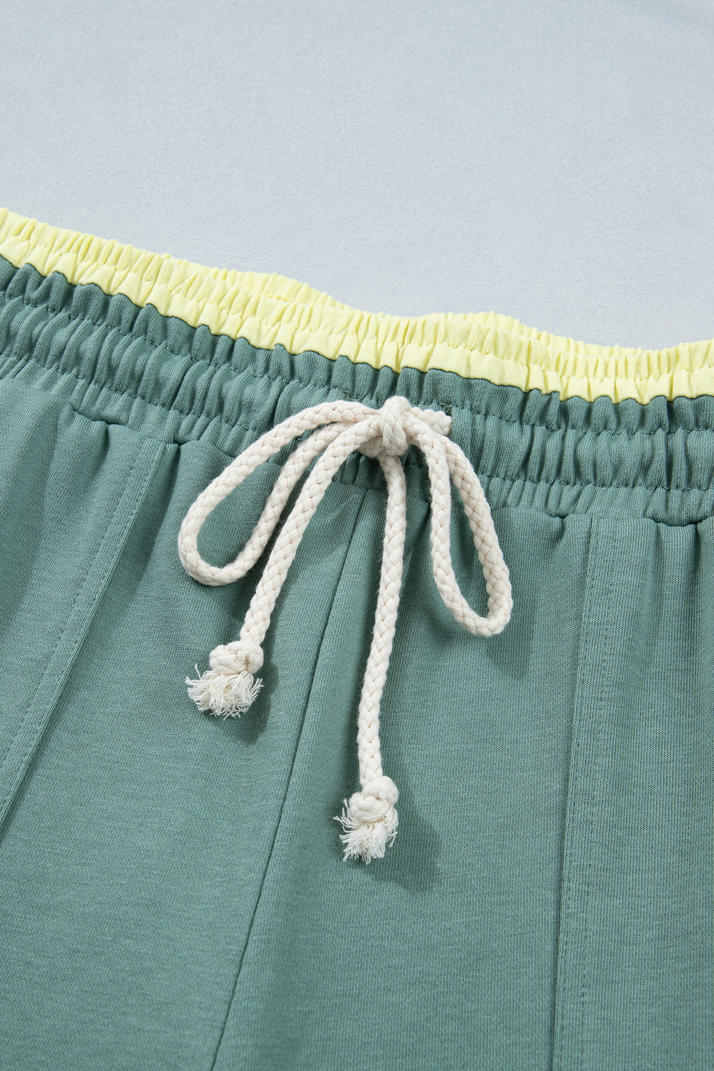 Grapefruit Orange Color Block Flower Patchwork Drawstring Contrasted Elastic Waist Wide Leg Pants