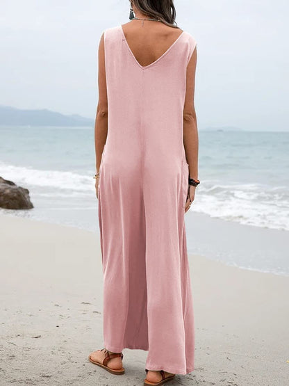 Full Size Wide Strap Jumpsuit with Pockets