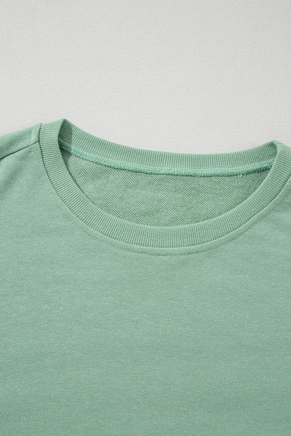 Moonlight Jade Patchwork Drop Sleeve Loose Sweatshirt