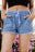 Dark Blue Casual  Frayed Pocketed Denim Shorts