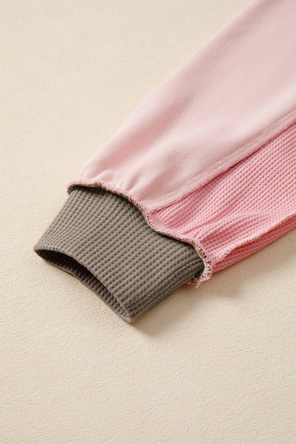 Wild Wind Colorblock Waffle Patchwork Oversize Sweatshirt