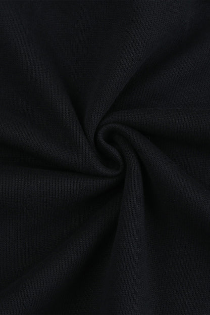 Black Button Front Plain Pullover Hoodie