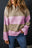 Color Block Round Neck Long Sleeve Sweater