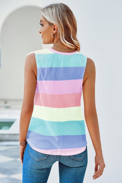 Multicolor Colorblock Pocketed V Neck T-shirt Dress