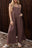 Brown Striped Pleated Pockets Wide Leg Jumpsuit