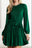 Green Crinkle Velvet Tie Waist Puff Sleeve Mini Dress