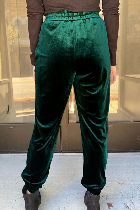 Green Vintage Pocket Velvet Jogger Pants