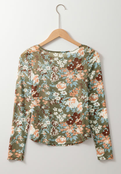 Floral Round Neck Long Sleeve T-Shirt