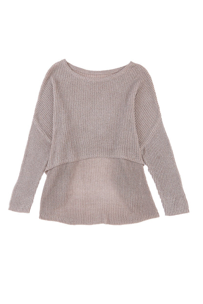 Gray Basic Slouchy Dolman Sleeve Sweater