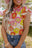 Multicolor Stand Collar Flutter Sleeves Floral Top