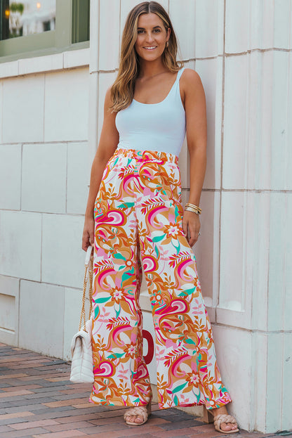 Floral Print Wide Leg Pants