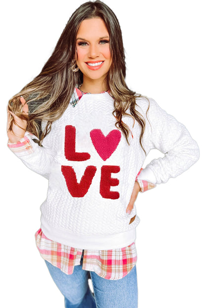 White Merry and Bright Quilted Sweatshirt