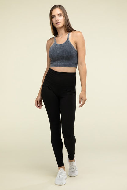 Washed Ribbed Seamless Cropped Cami Top