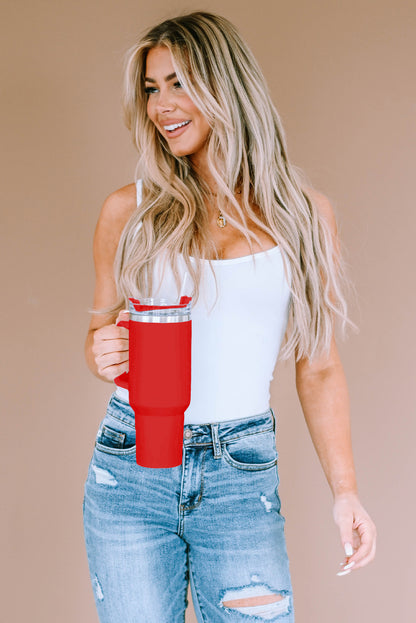 Rosy 304 Stainless Steel Double Insulated Tumbler Mug With Straw