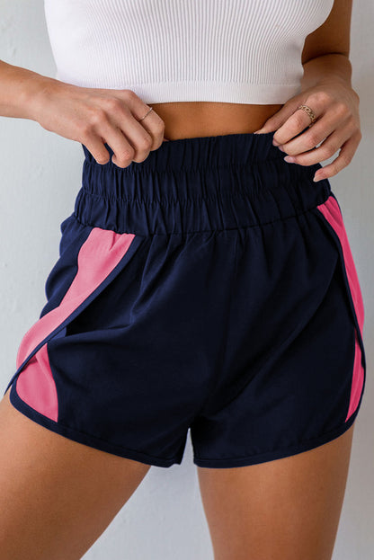 Smocked Elastic Waist Athletic Shorts