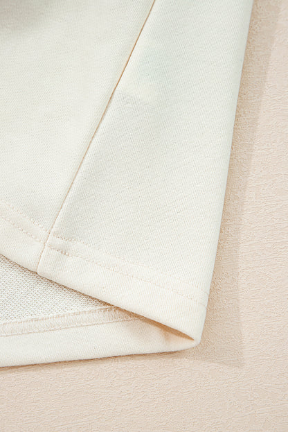 White Solid Color Cute Bow Embellished Loose Hoodie